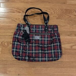 Coach Poppy Glam Tartan Plaid Signature Tote Shoulder Bag Purse